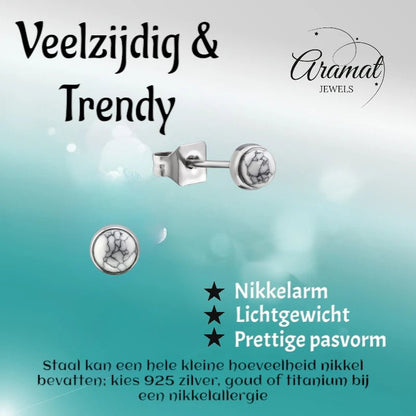 Witte Howliet Oorbellen Staal – 6mm - oor1919 - 34475 - Oorbellen kopen# - 6mm - alles - cadeau