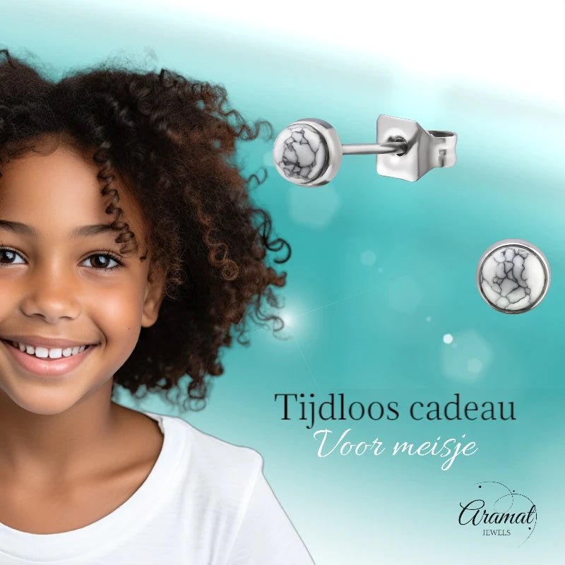 Witte Howliet Oorbellen Staal – 6mm - oor1919 - 34475 - Oorbellen kopen# - 6mm - alles - cadeau