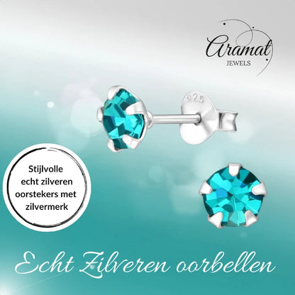 Oorbellen – Zilver Zirkonia Zee Groen (5mm)