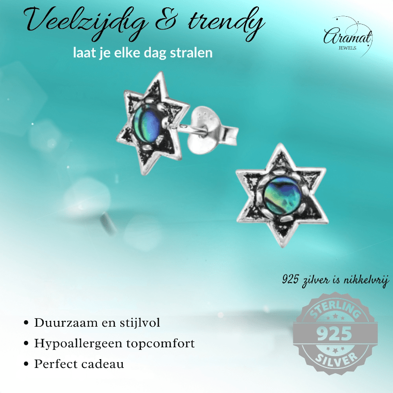 Zilveren Abalone Steroorbellen 10x9 mm - oor981 - 30784 - Oorbellen kopen# - 10mm - 925 Zilver - Abalone