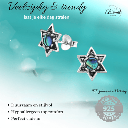 Zilveren Abalone Steroorbellen 10x9 mm - oor981 - 30784 - Oorbellen kopen# - 10mm - 925 Zilver - Abalone