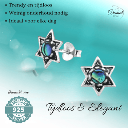 Zilveren Abalone Steroorbellen 10x9 mm - oor981 - 30784 - Oorbellen kopen# - 10mm - 925 Zilver - Abalone