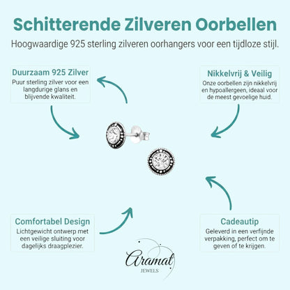 Zilveren Bali Oorbellen - Kristal Oorstekers - Aramat Jewels - Oorbellen - cadeautip