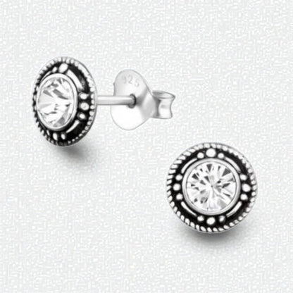 Zilveren Bali Oorbellen - Kristal Oorstekers - Aramat Jewels - Oorbellen - cadeautip