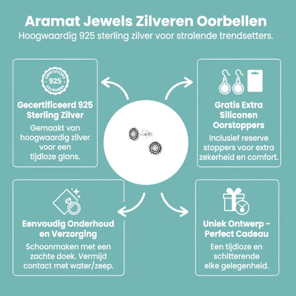 Zilveren Bali Oorbellen met Kristal – 6mm - Aramat Jewels - Oorbellen - cadeautip