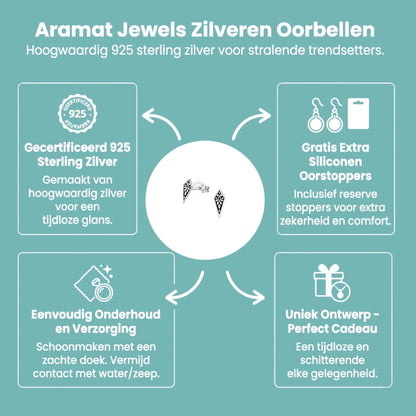 Zilveren Bali Oorbellen - Puntig Geoxideerd - Aramat Jewels - Oorbellen - cadeautip