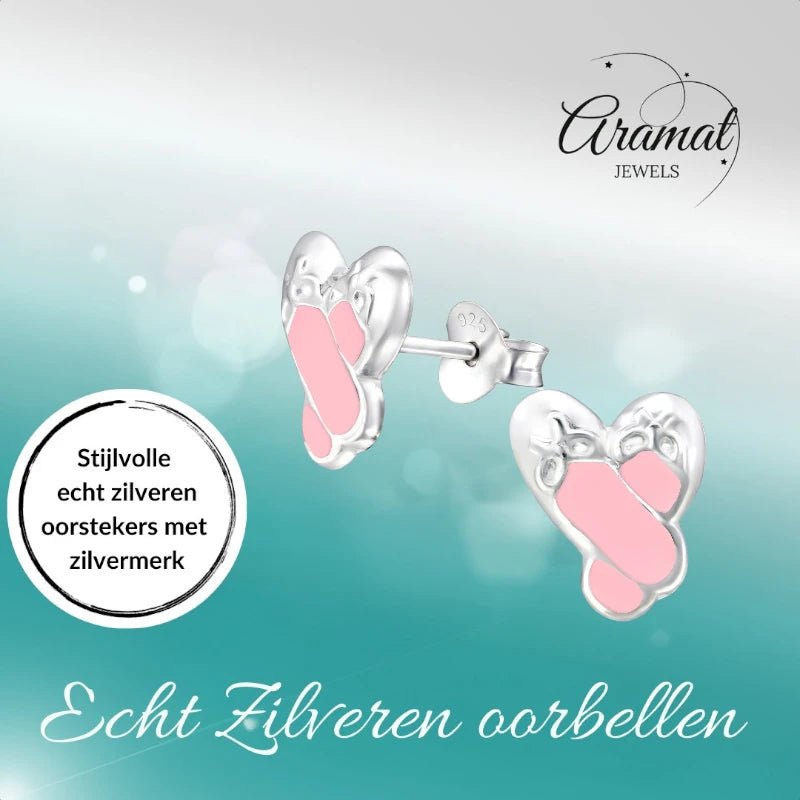 Zilveren Balletschoen Oorbellen – 925 Zilver & Roze Emaille - oor1998 - 12756 - Oorbellen kopen# - 11mm - 925 Zilver - alles