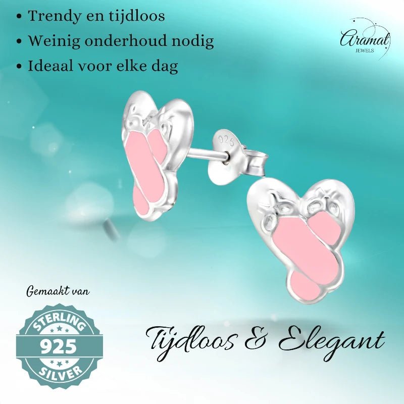 Zilveren Balletschoen Oorbellen – 925 Zilver & Roze Emaille - oor1998 - 12756 - Oorbellen kopen# - 11mm - 925 Zilver - alles