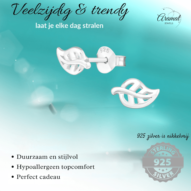 Zilveren Blaadje Oorbellen – 7x5mm - Aramat Jewels - Oorbellen - cadeautip