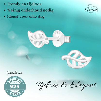 Zilveren Blaadje Oorbellen – 7x5mm - Aramat Jewels - Oorbellen - cadeautip