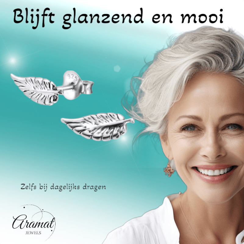 Zilveren Blaadje Oorbellen Antieklook – 11x4mm - Aramat Jewels - Oorbellen - cadeautip