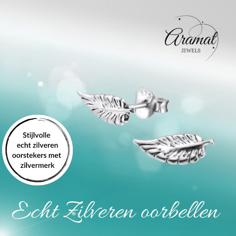 Zilveren Blaadje Oorbellen Antieklook – 11x4mm - Aramat Jewels - Oorbellen - cadeautip