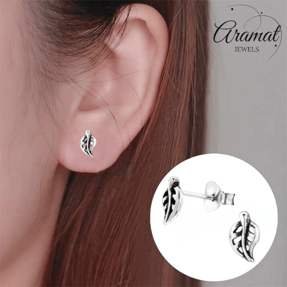 Zilveren Blaadje Oorbellen Antieklook – 7x4mm - Aramat Jewels - Oorbellen - cadeautip