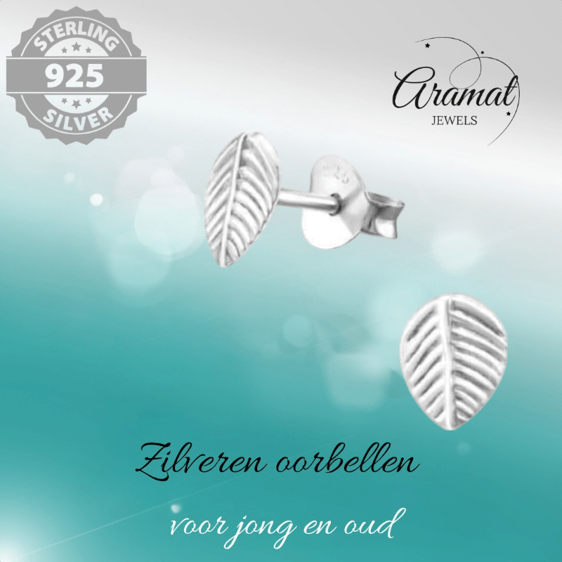 Zilveren Blaadje Oorbellen Antieklook – 7x5mm - Aramat Jewels - Oorbellen - cadeautip
