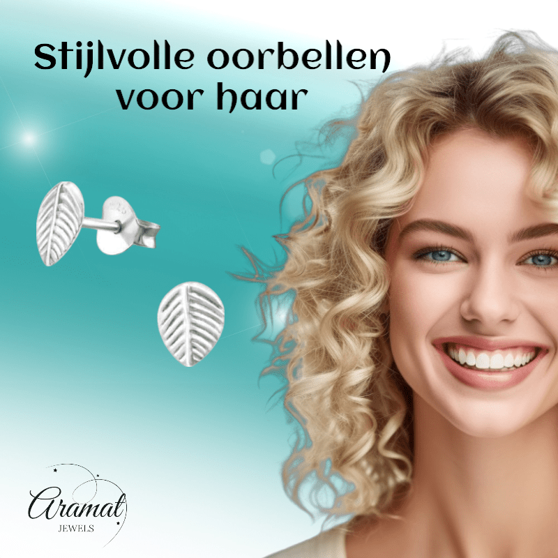 Zilveren Blaadje Oorbellen Antieklook – 7x5mm - Aramat Jewels - Oorbellen - cadeautip