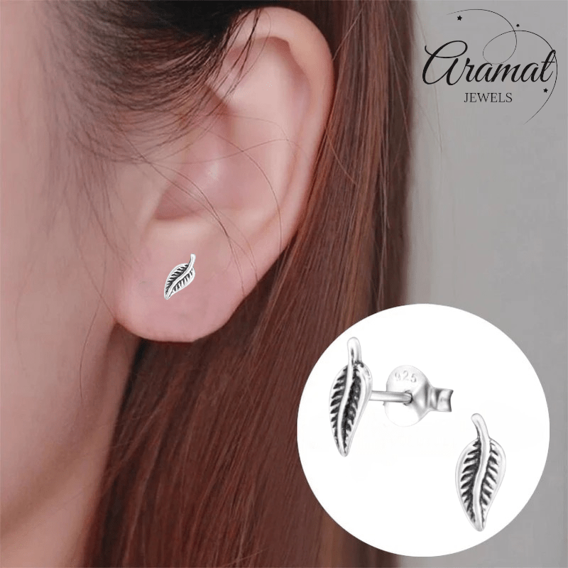 Zilveren Blaadje Oorbellen Antieklook – 9x3mm - Aramat Jewels - Oorbellen - cadeautip