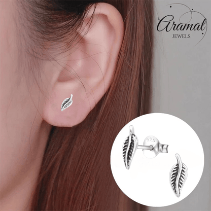 Zilveren Blaadje Oorbellen Antieklook – 9x3mm - Aramat Jewels - Oorbellen - cadeautip