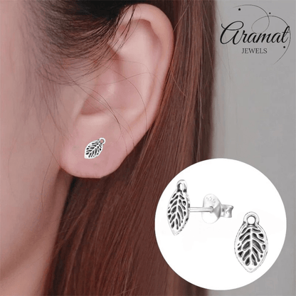 Zilveren Blaadje Oorbellen Antieklook – 9x5mm - Aramat Jewels - Oorbellen - cadeautip