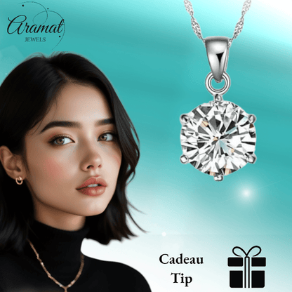 Zilveren Dames Halsketting met Ronde Zirkonia - Aramat Jewels - Halskettingen - cadeautip