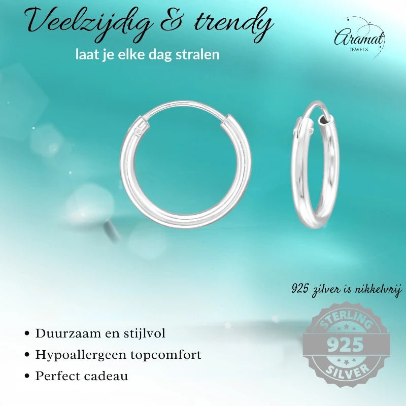 Zilveren Dunne Huggies Oorringen - 16mm - oor545 - 552 - Oorringen kopen# - 16mm - 925 Zilver