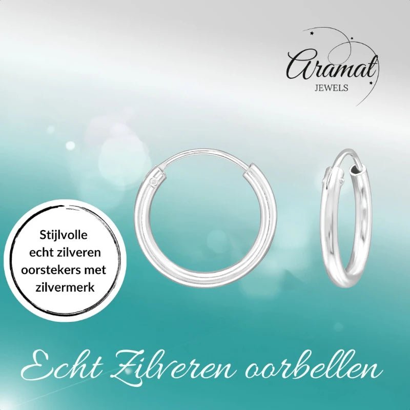 Zilveren Dunne Huggies Oorringen - 16mm - oor545 - 552 - Oorringen kopen# - 16mm - 925 Zilver