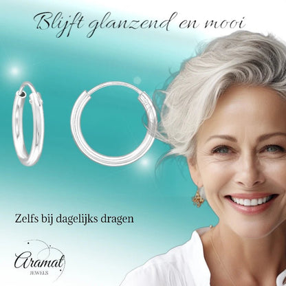 Zilveren Dunne Huggies Oorringen - 16mm - oor545 - 552 - Oorringen kopen# - 16mm - 925 Zilver