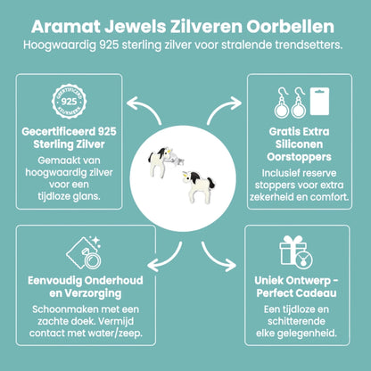Zilveren Eenhoorn Oorbellen - Cadeau voor Kind - Aramat Jewels - Oorbellen - cadeautip
