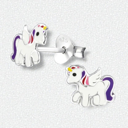 Zilveren Eenhoorn Oorbellen - Unicorn Oorstekers - Aramat Jewels - Oorbellen - cadeautip