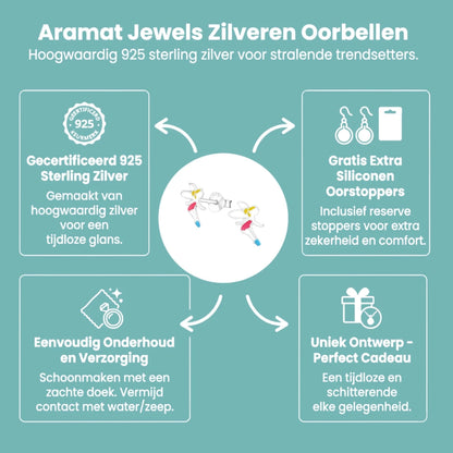 Zilveren Elfjes Oorbellen - Schattige Kinder Oorbellen - Aramat Jewels - Oorbellen - cadeautip