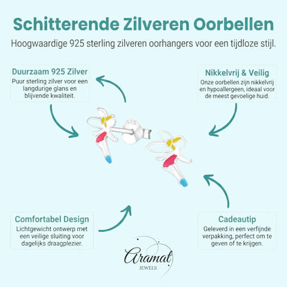 Zilveren Elfjes Oorbellen - Schattige Kinder Oorbellen - Aramat Jewels - Oorbellen - cadeautip