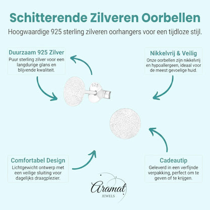 Zilveren Gematteerde Oorbellen - Rond - 6mm - Aramat Jewels - Oorbellen - cadeautip
