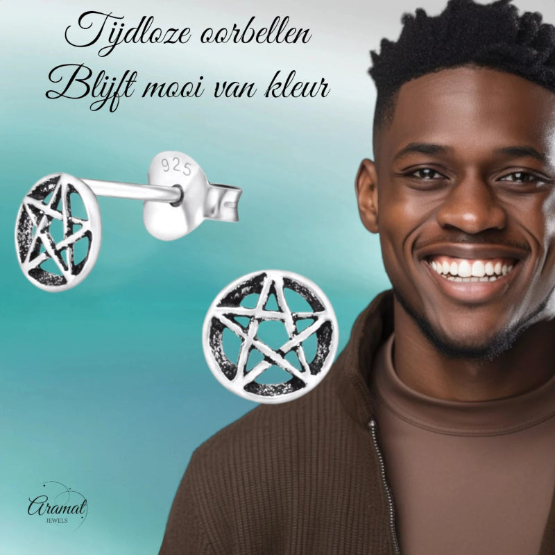 Zilveren gotische ster oorstekers – 6 mm - oor4769 - 30738 - Oorbellen kopen# - 6mm - 925 Zilver - alles