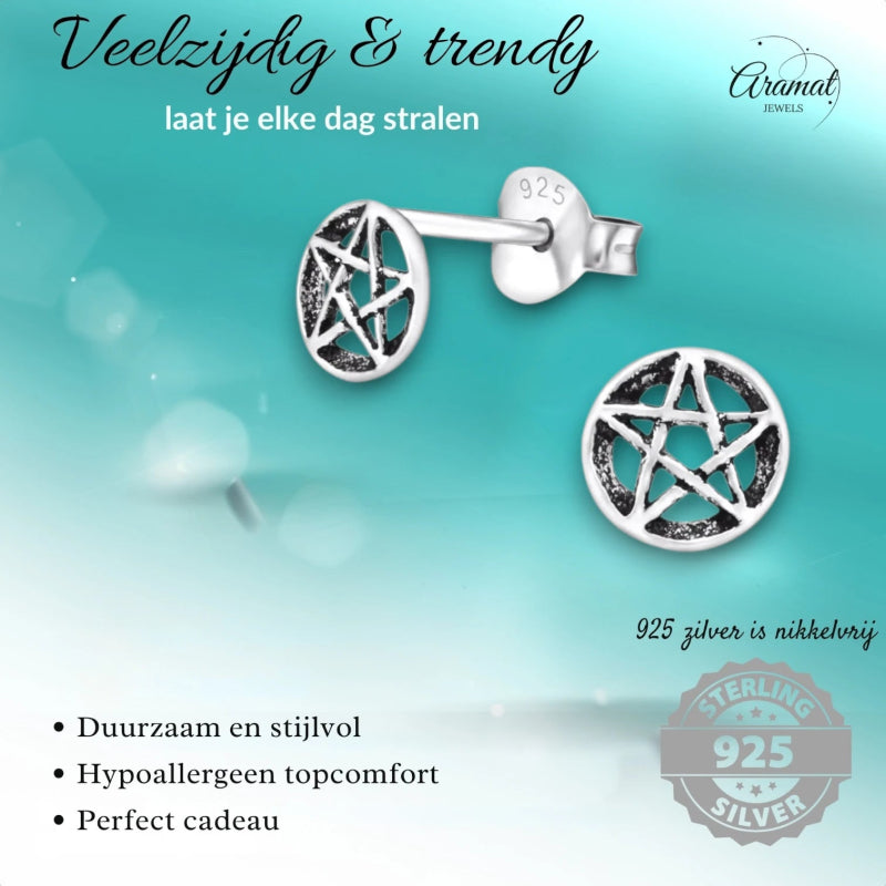 Zilveren gotische ster oorstekers – 6 mm - oor4769 - 30738 - Oorbellen kopen# - 6mm - 925 Zilver - alles