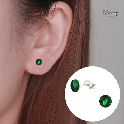 Zilveren Groene Abalone Oorbellen 5.5 mm - oor5184 - 30895 - Oorbellen kopen# - 5.5mm - 925 Zilver - Abalone