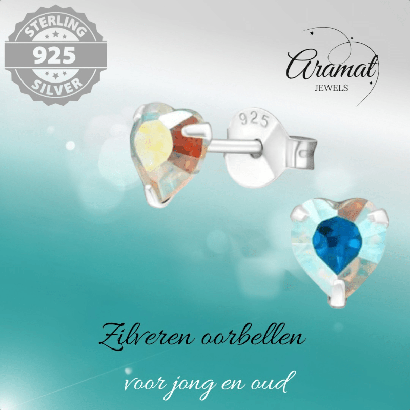 Zilveren Hartjes Oorstekers AB 5 mm - oor4280 - 24394 - Oorbellen kopen# - 5mm - 925 Zilver - AB