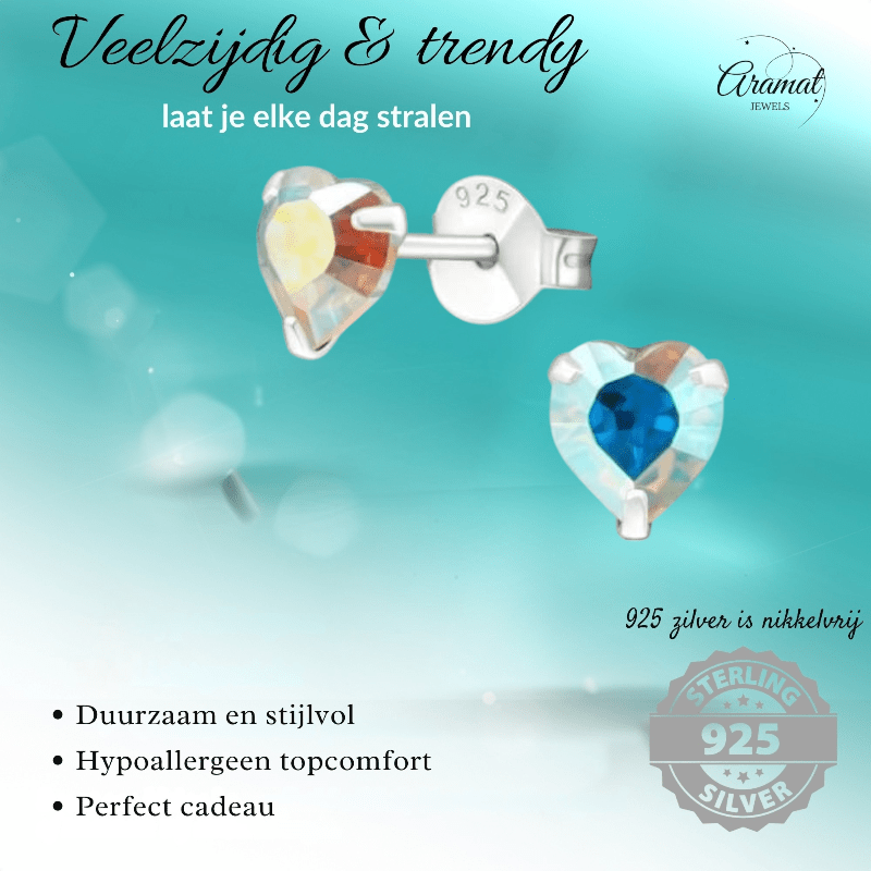 Zilveren Hartjes Oorstekers AB 5 mm - oor4280 - 24394 - Oorbellen kopen# - 5mm - 925 Zilver - AB