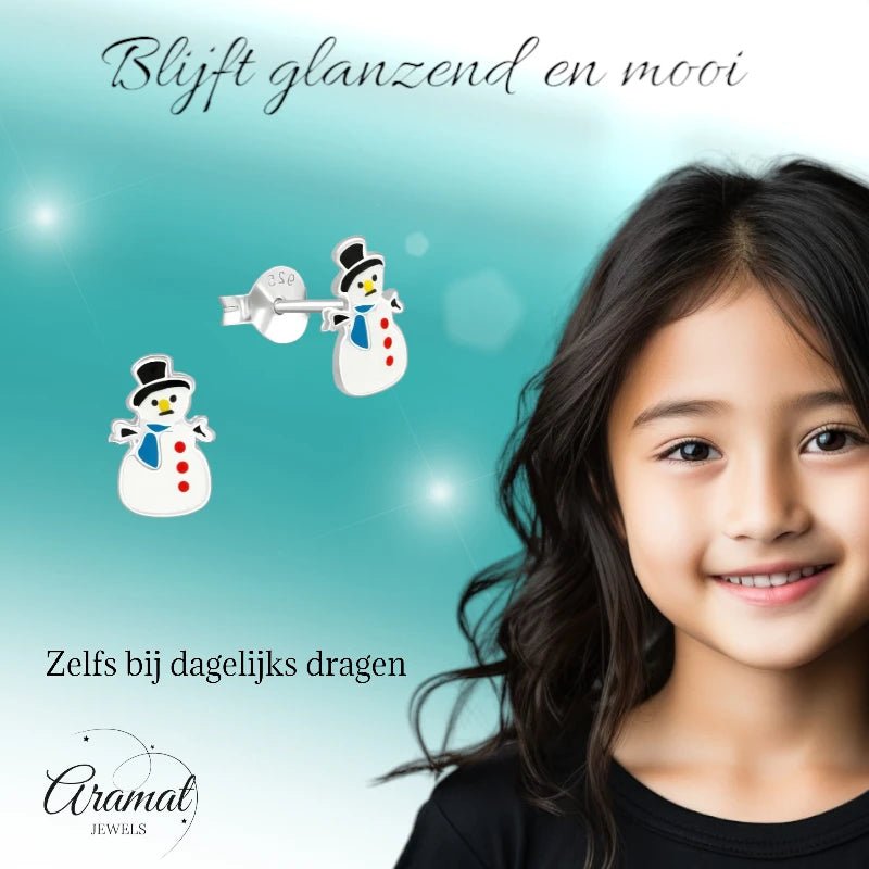 Zilveren Kerst Oorbellen Sneeuwpop - 9mm - oor1961 - 3534 - Oorbellen kopen# - 925 Zilver - 9mm - alles