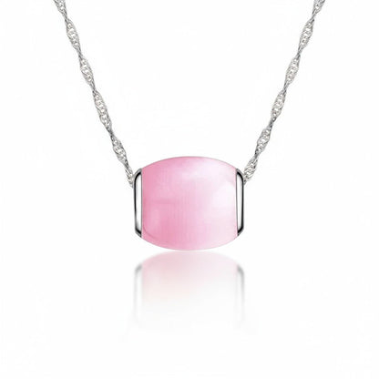 Zilveren Ketting Met Roze Kattenoogsteen - Aramat Jewels - Halskettingen - cadeautip