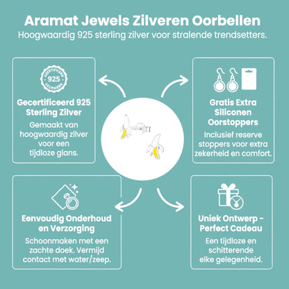 Zilveren kinder oorbellen met banaan - Aramat Jewels - Oorbellen - cadeautip