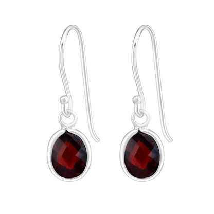 Zilveren Kinder Oorhangers - Rode Ovale Zirkonia - oor5268 - 19107 - Oorhangers kopen