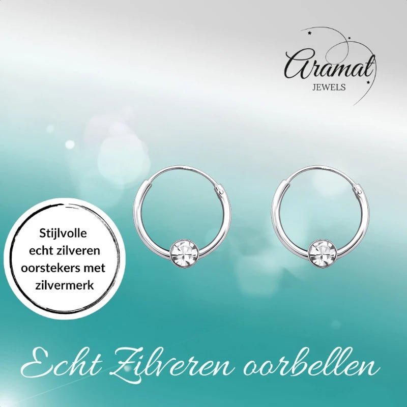 Zilveren Kinder Oorringen - Kristal - 10mm - oor461 - 825 - Oorringen kopen# - Transparant - 10mm - alles