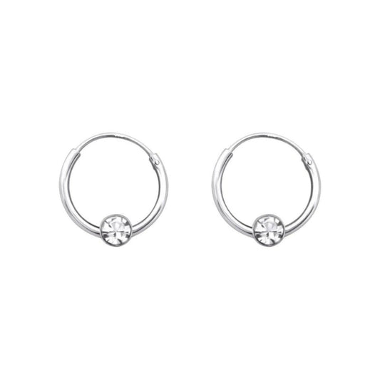 Zilveren Kinder Oorringen - Kristal - 10mm - oor461 - 825 - Oorringen kopen# - Transparant - 10mm - alles