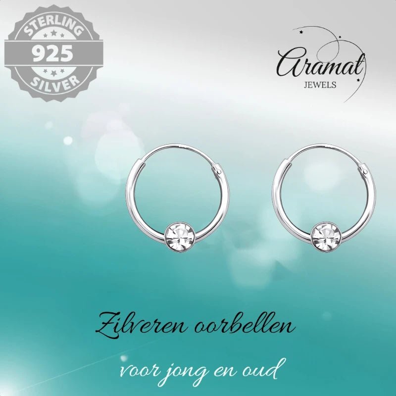 Zilveren Kinder Oorringen - Kristal - 10mm - oor461 - 825 - Oorringen kopen# - Transparant - 10mm - alles