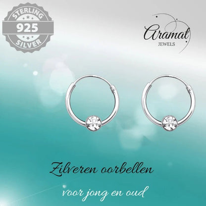 Zilveren Kinder Oorringen - Kristal - 10mm - oor461 - 825 - Oorringen kopen# - Transparant - 10mm - alles
