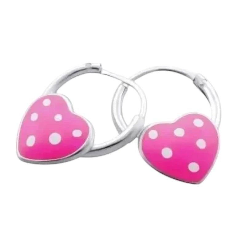 Zilveren Kinder Oorringen - Roze Hartje - 10mm - oor499 - Oorringen kopen# - 10mm - 925 Zilver