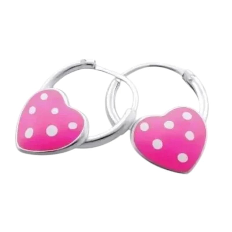 Zilveren Kinder Oorringen - Roze Hartje - 10mm - oor499 - Oorringen kopen# - 10mm - 925 Zilver