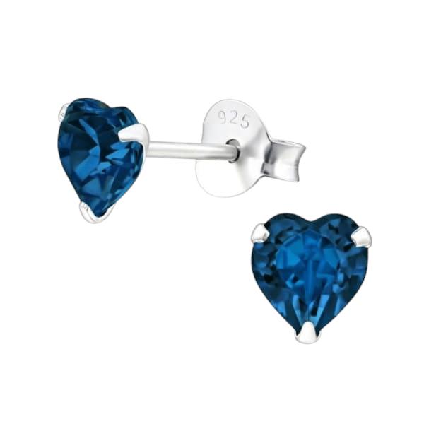 Zilveren Kristal Hartjes Oorbellen Donker Blauw - oor2301 - 24394 - Oorbellen kopen# - 5mm - 925 Zilver - alles