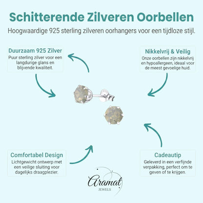 Zilveren Kristal Oorbellen 6mm Opaal - Aramat Jewels - Oorbellen - cadeautip