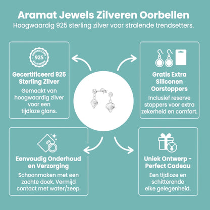 Zilveren Kristal Oorbellen met Schelp Hanger - Aramat Jewels - Oorbellen - cadeautip