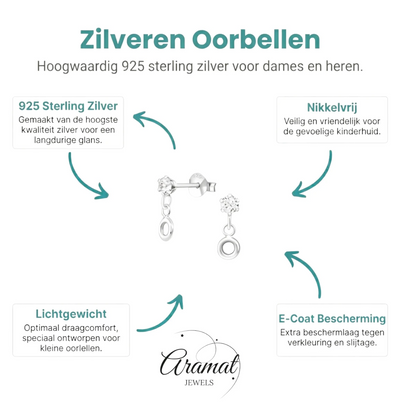 Zilveren Kristal Oorbellen - Rond Design - Aramat Jewels - Oorbellen - cadeautip